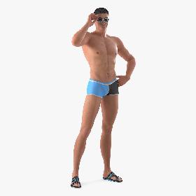 Man in Swimwear Standing Pose 3D